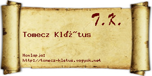 Tomecz Klétus névjegykártya